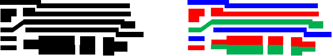 Figure 3. Splitting the layout of Figure 1 for triple patterning Figure 3. Splitting the layout of Figure 1 for triple patterning